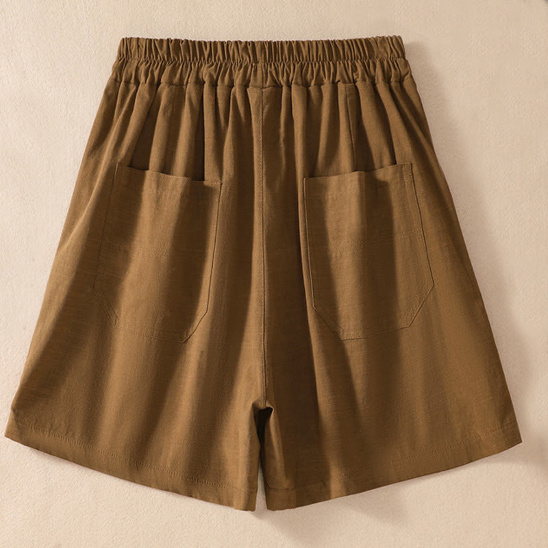 Nimara Ritual Summer Casual Elastic Waist Plain Women's Polyester Shorts With Pockets