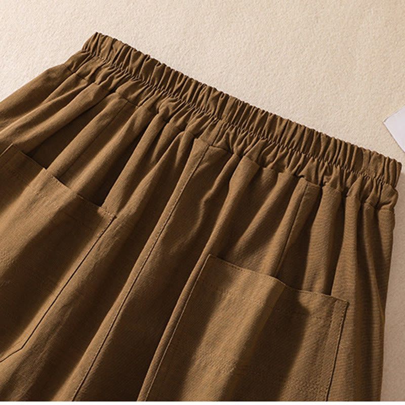 Nimara Ritual Summer Casual Elastic Waist Plain Women's Polyester Shorts With Pockets