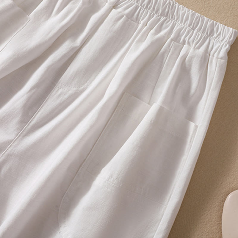 Nimara Ritual Summer Casual Elastic Waist Plain Women's Polyester Shorts With Pockets