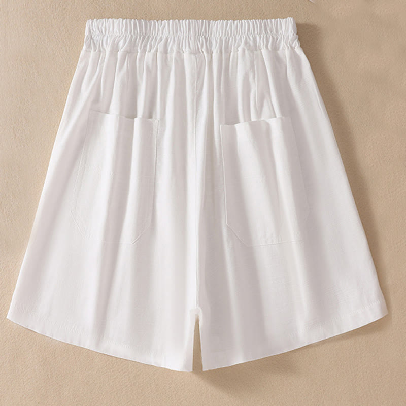 Nimara Ritual Summer Casual Elastic Waist Plain Women's Polyester Shorts With Pockets