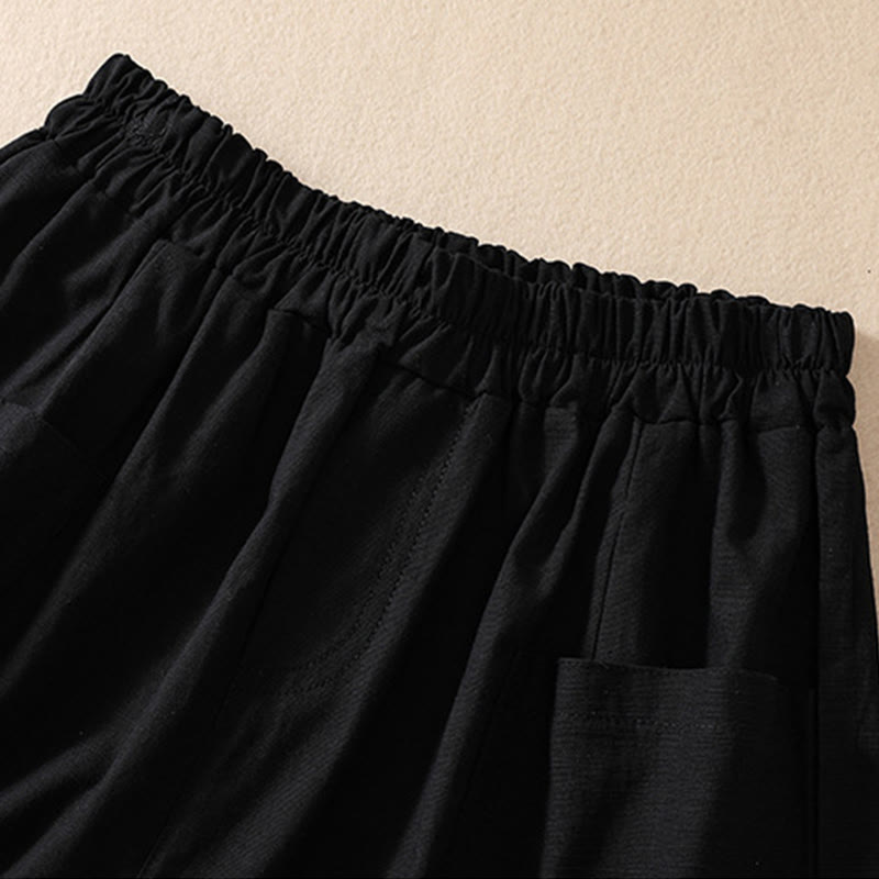 Nimara Ritual Summer Casual Elastic Waist Plain Women's Polyester Shorts With Pockets