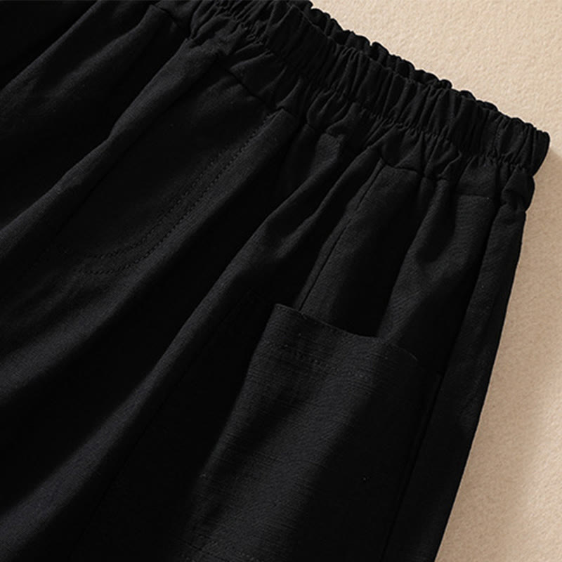 Nimara Ritual Summer Casual Elastic Waist Plain Women's Polyester Shorts With Pockets