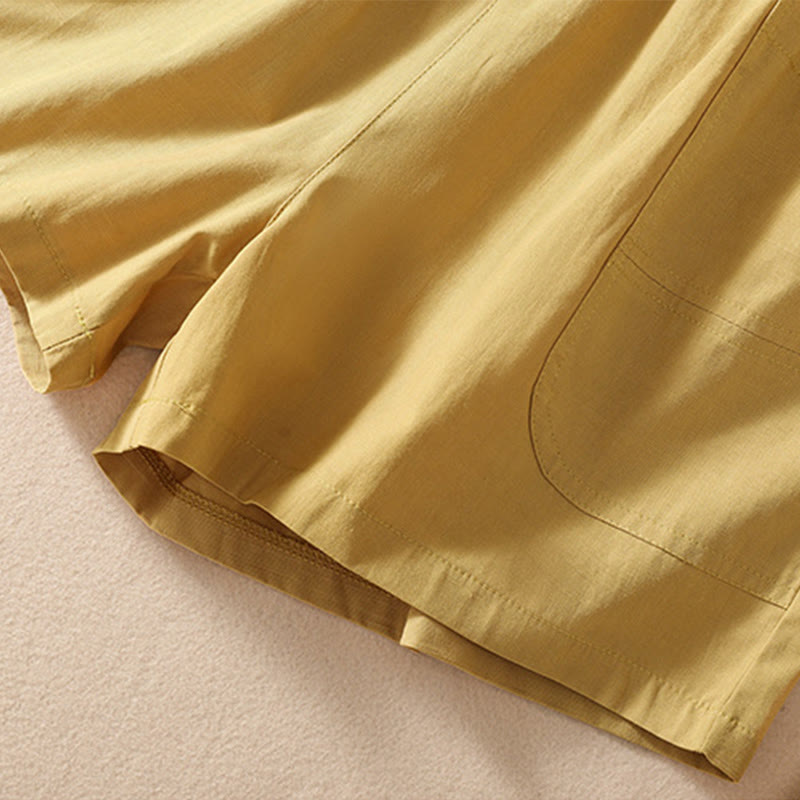 Nimara Ritual Summer Casual Elastic Waist Plain Women's Polyester Shorts With Pockets