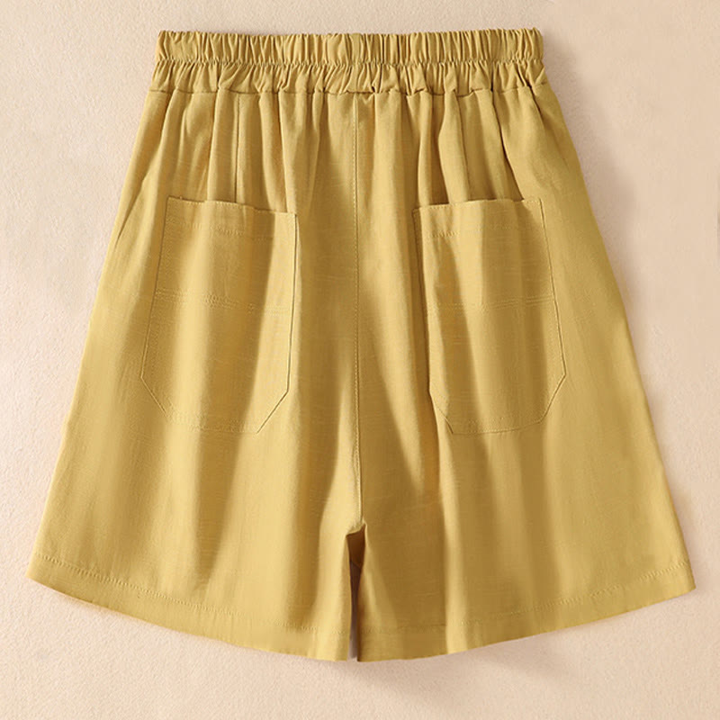 Nimara Ritual Summer Casual Elastic Waist Plain Women's Polyester Shorts With Pockets