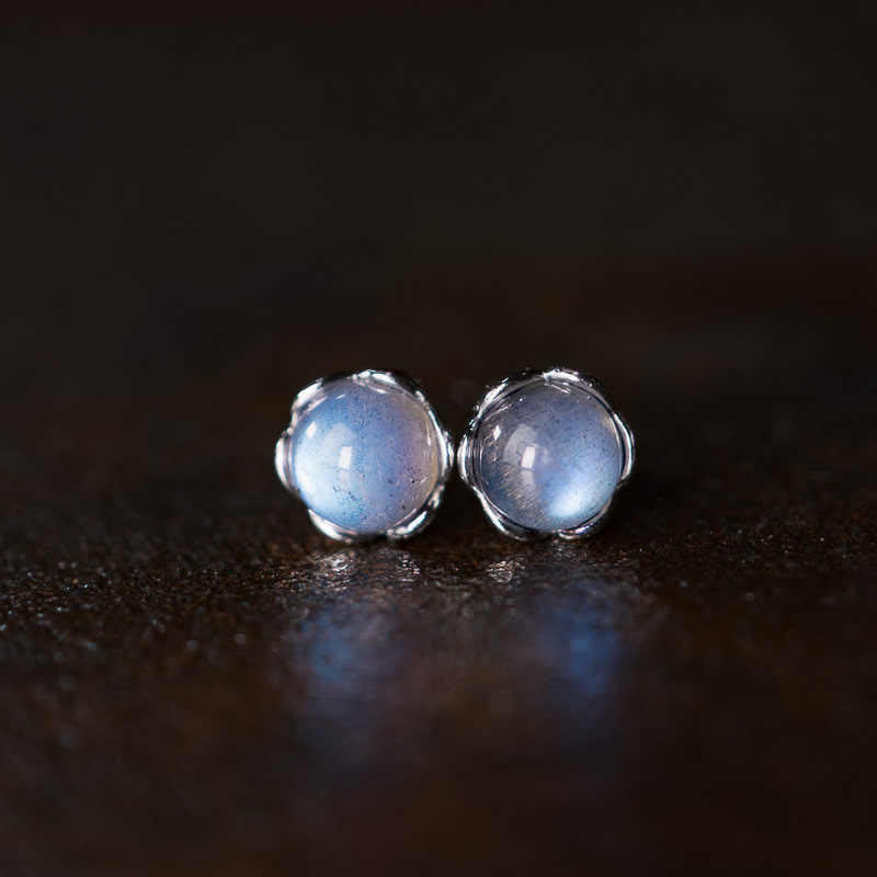 Nimara Ritual 925 Sterling Silver Moonstone Positive Earrings