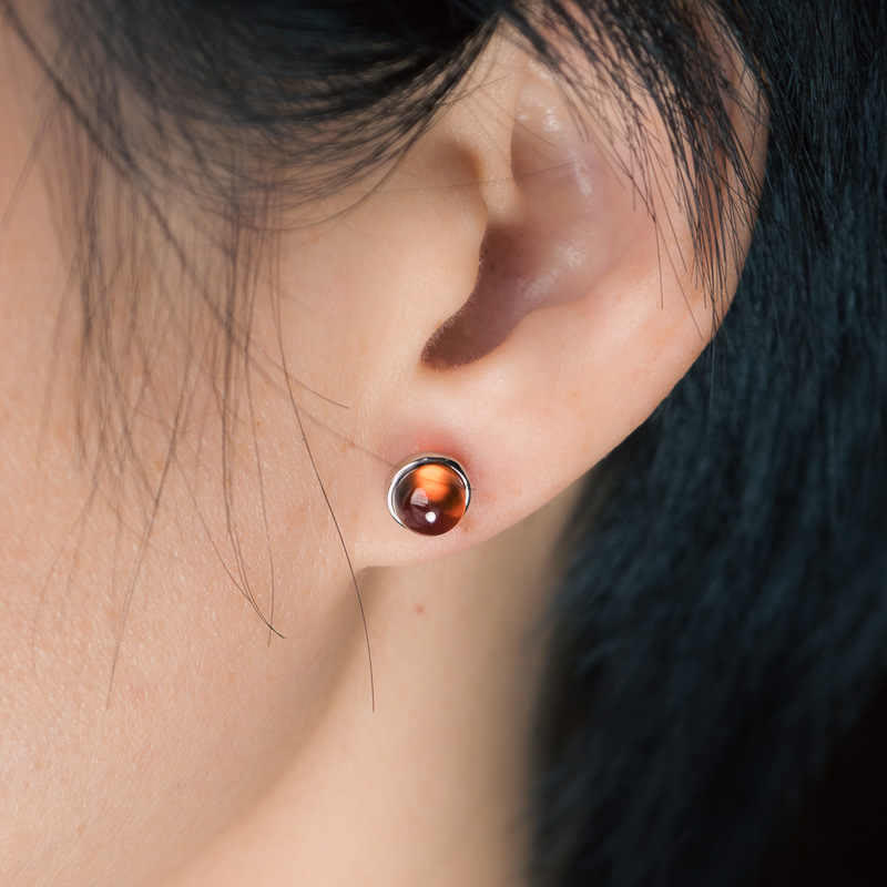 Nimara Ritual 925 Sterling Silver Garnet Protection Earrings