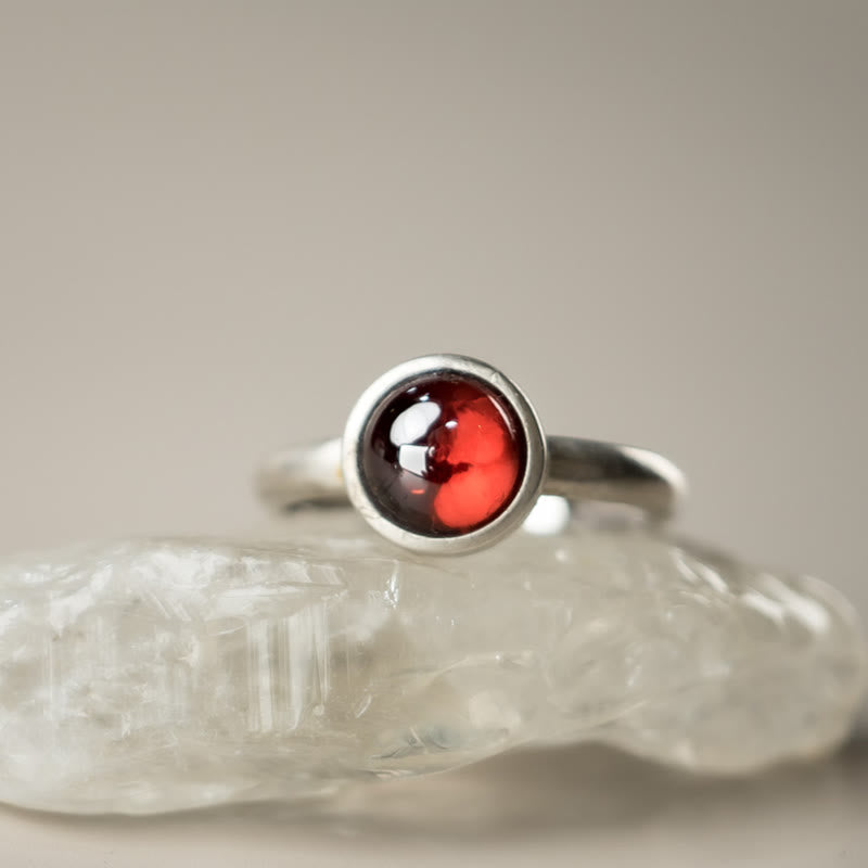 Nimara Ritual Natural 925 Sterling Silver Garnet Adjustable Protection Ring
