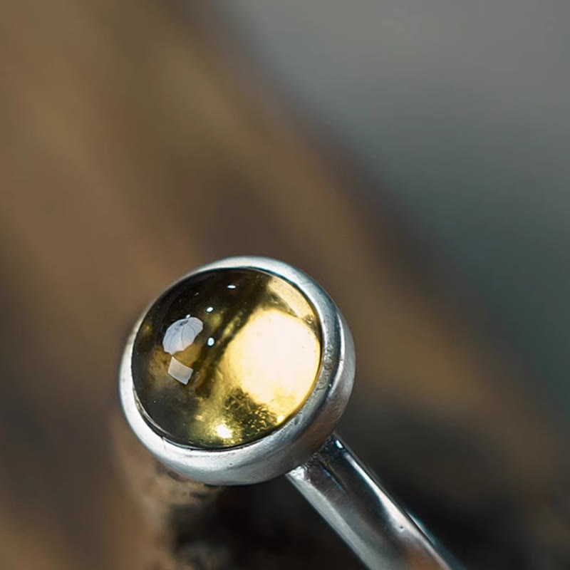 Nimara Ritual Natural 925 Sterling Silver Prehnite Citrine Adjustable Happiness Ring