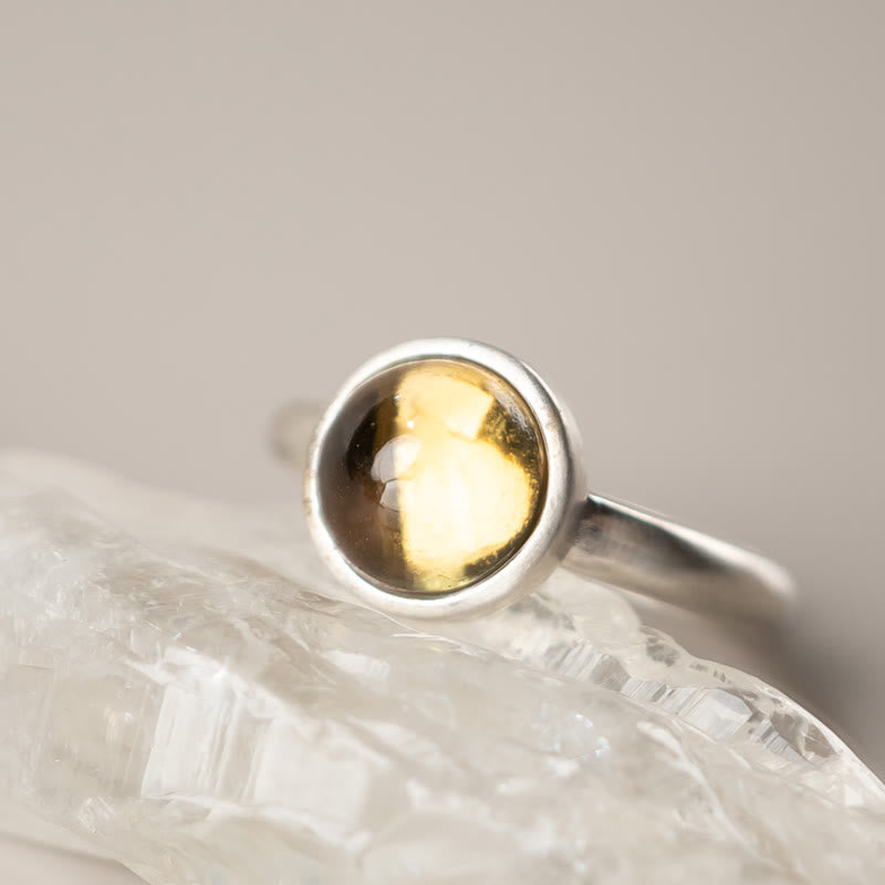 Nimara Ritual Natural 925 Sterling Silver Prehnite Citrine Adjustable Happiness Ring
