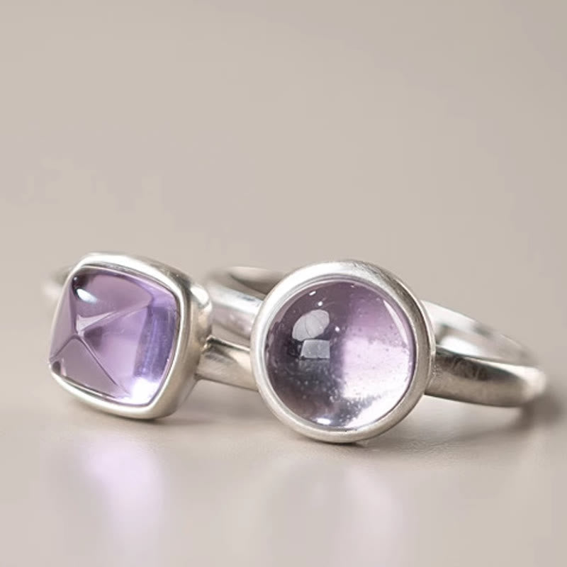 Nimara Ritual Natural 925 Sterling Silver Amethyst Adjustable Balance Ring