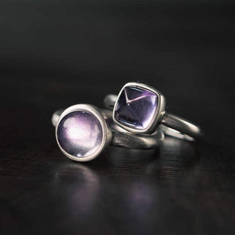 Nimara Ritual Natural 925 Sterling Silver Amethyst Adjustable Balance Ring