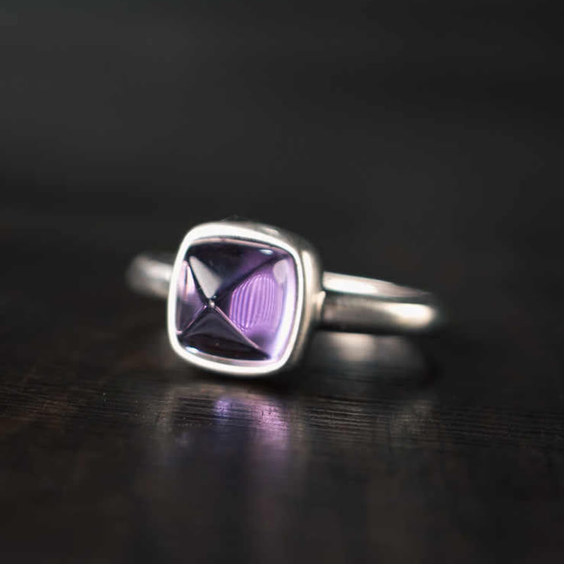 Nimara Ritual Natural 925 Sterling Silver Amethyst Adjustable Balance Ring