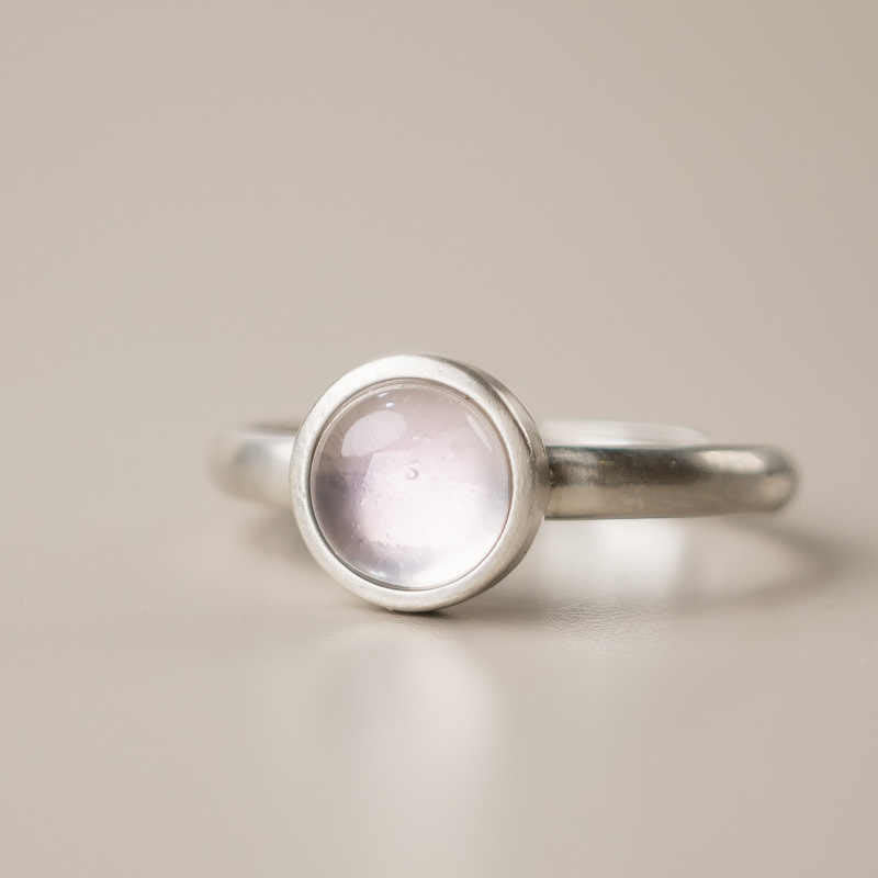 Nimara Ritual Natural 925 Sterling Silver Pink Crystal Adjustable Warmth Ring
