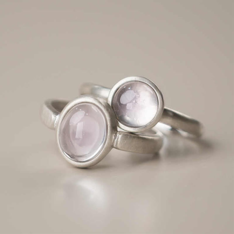 Nimara Ritual Natural 925 Sterling Silver Pink Crystal Adjustable Warmth Ring