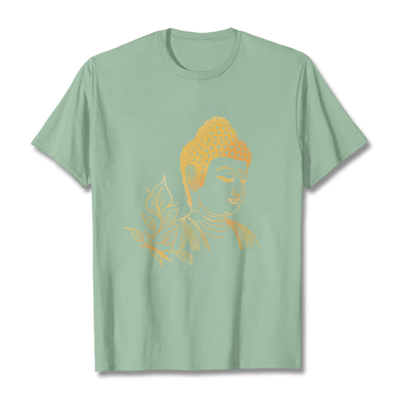 Nimara Ritual Golden Leaves Meditation Buddha Tee T-shirt