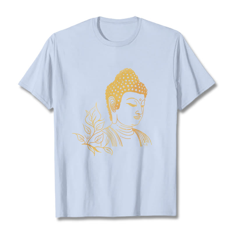 Nimara Ritual Golden Leaves Meditation Buddha Tee T-shirt