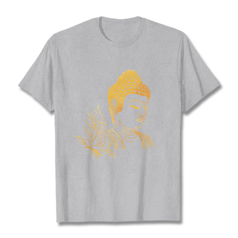 Nimara Ritual Golden Leaves Meditation Buddha Tee T-shirt