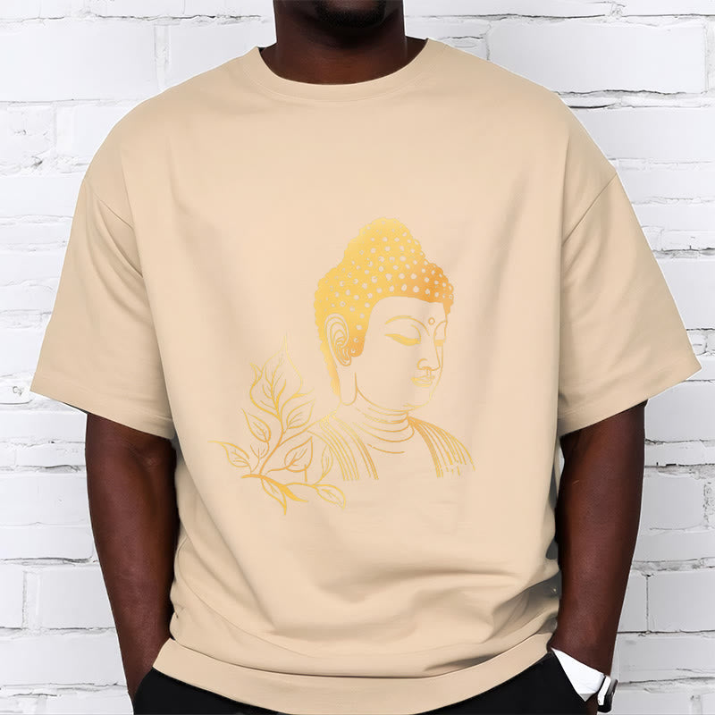 Nimara Ritual Golden Leaves Meditation Buddha Tee T-shirt