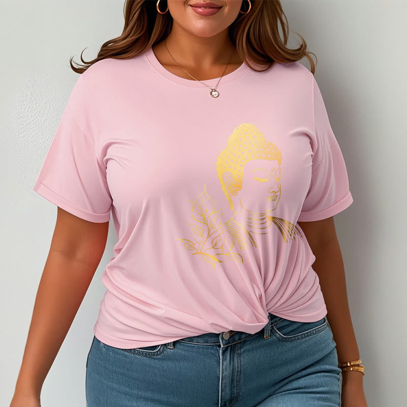 Nimara Ritual Golden Leaves Meditation Buddha Tee T-shirt