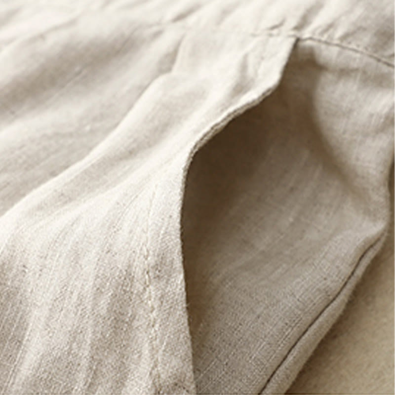 Nimara Ritual Spring Casual Solid Color Drawstring Design Women's Cotton Linen 7-8 Length Wide Leg Pants With Pockets