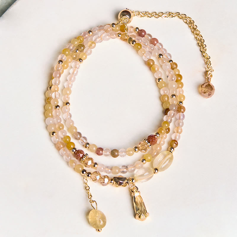 Nimara Ritual Natural Citrine Beads Pleasure Multi Layer Bracelet