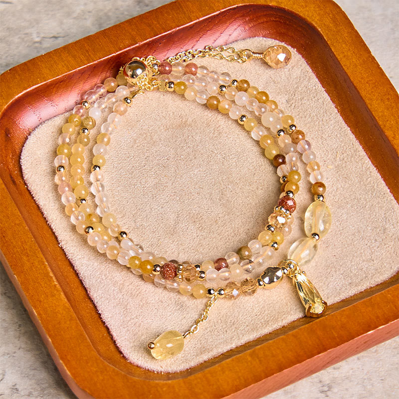 Nimara Ritual Natural Citrine Beads Pleasure Multi Layer Bracelet