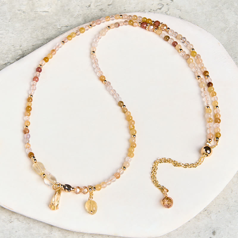 Nimara Ritual Natural Citrine Beads Pleasure Multi Layer Bracelet