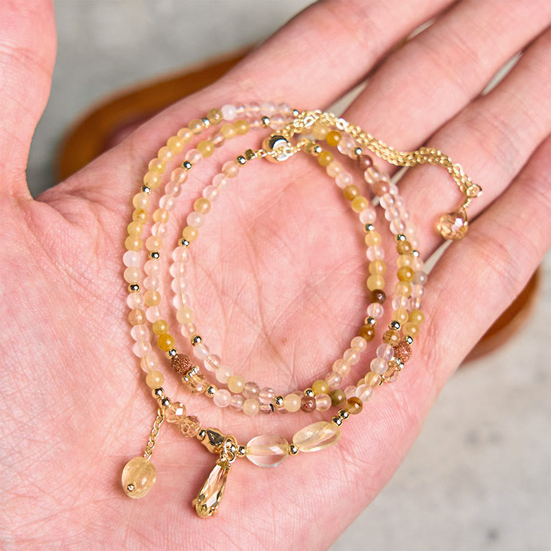 Nimara Ritual Natural Citrine Beads Pleasure Multi Layer Bracelet