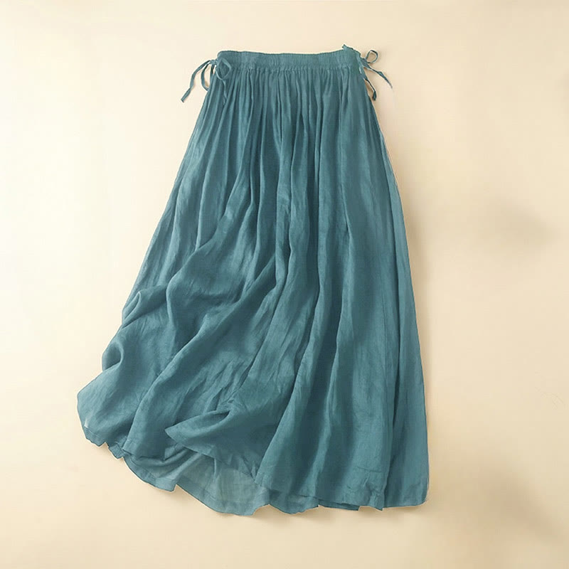 Nimara Ritual Plain Lace Up Elastic Waist Women's Skirt With Pockets