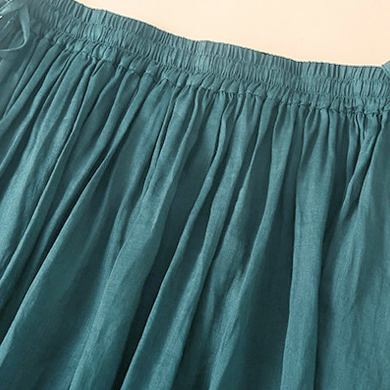 Nimara Ritual Plain Lace Up Elastic Waist Women's Skirt With Pockets