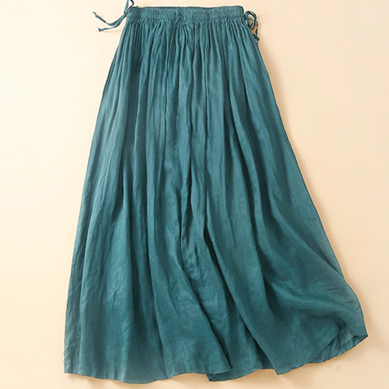 Nimara Ritual Plain Lace Up Elastic Waist Women's Skirt With Pockets