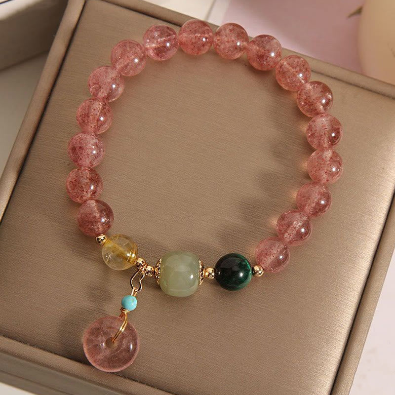 Nimara Ritual Natural Strawberry Quartz Peace Buckle Jade Positive Bracelet