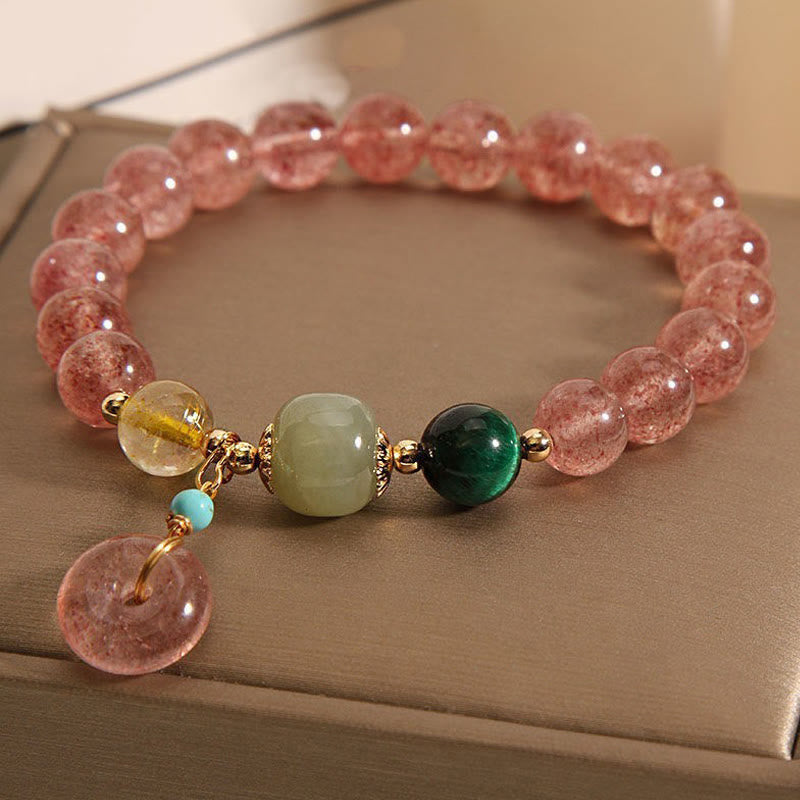 Nimara Ritual Natural Strawberry Quartz Peace Buckle Jade Positive Bracelet