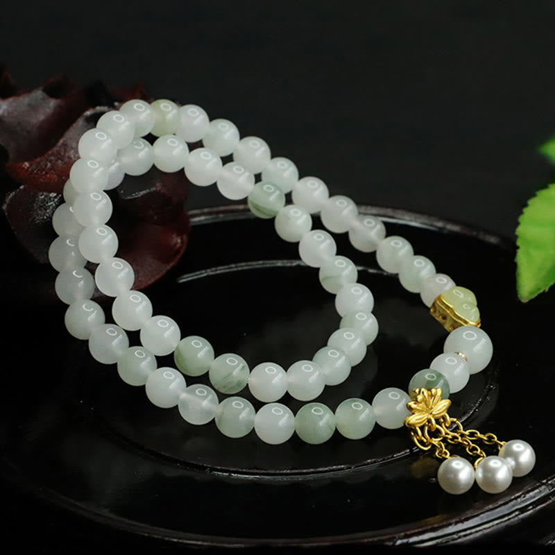 Nimara Ritual Natural Tianshan Jade Lotus Gourd Double Circle Prosperity Bracelet