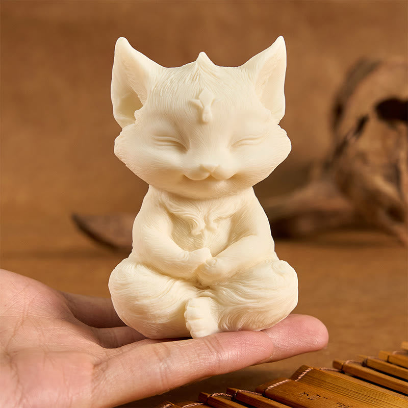 Nimara Ritual Nine Tailed Fox Carved Ivory Fruit Blessing Home Decoration