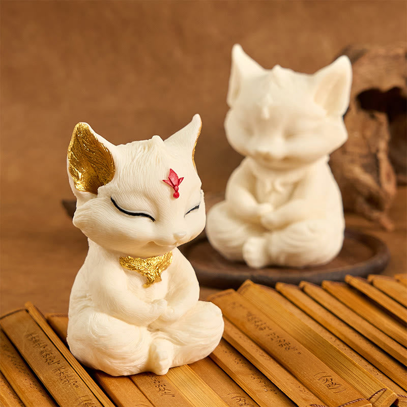 Nimara Ritual Nine Tailed Fox Carved Ivory Fruit Blessing Home Decoration