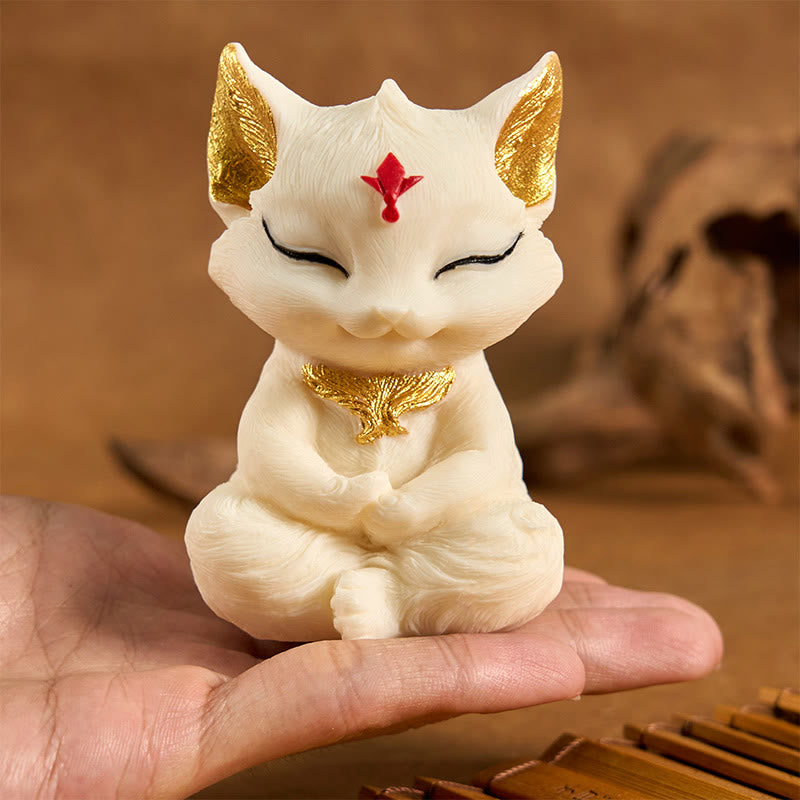 Nimara Ritual Nine Tailed Fox Carved Ivory Fruit Blessing Home Decoration