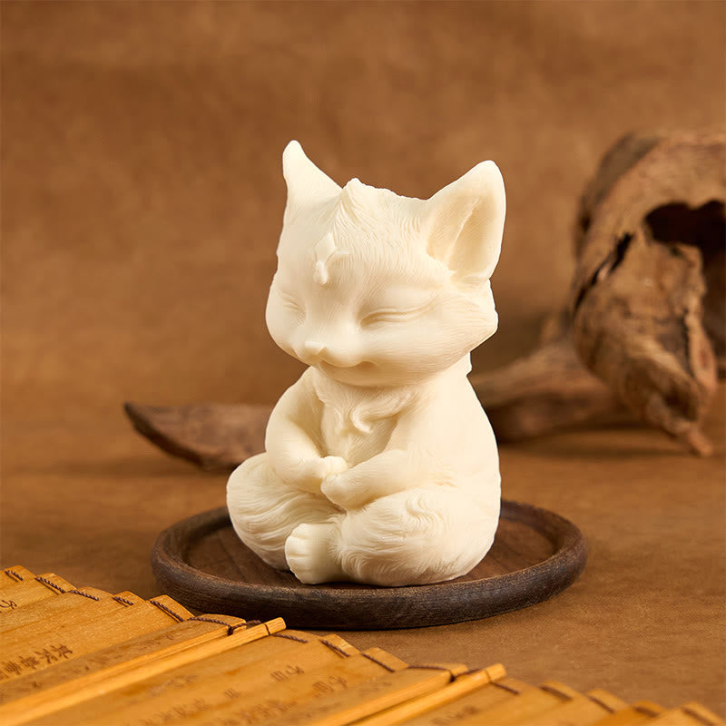 Nimara Ritual Nine Tailed Fox Carved Ivory Fruit Blessing Home Decoration