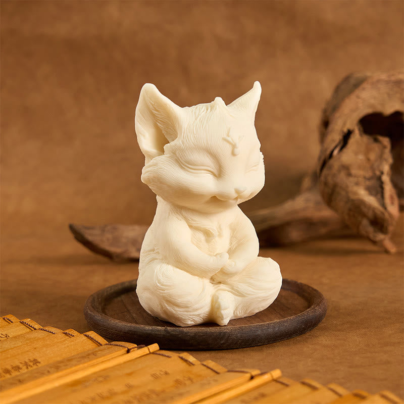 Nimara Ritual Nine Tailed Fox Carved Ivory Fruit Blessing Home Decoration