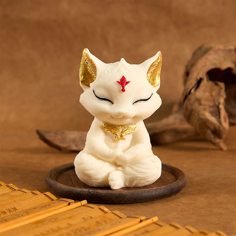 Nimara Ritual Nine Tailed Fox Carved Ivory Fruit Blessing Home Decoration