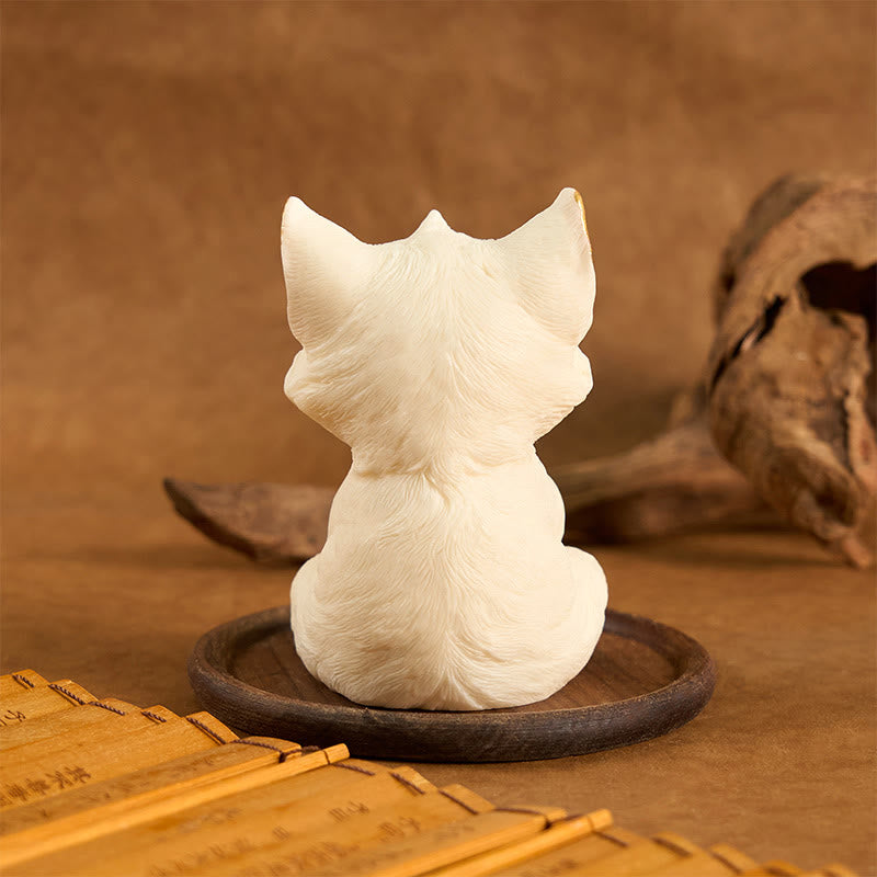 Nimara Ritual Nine Tailed Fox Carved Ivory Fruit Blessing Home Decoration