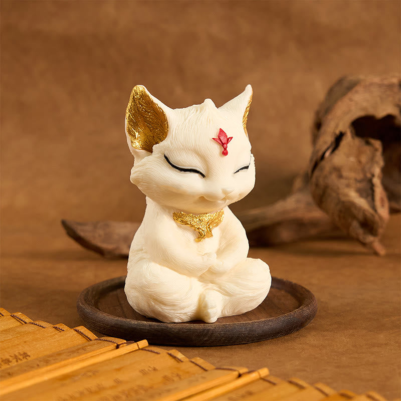 Nimara Ritual Nine Tailed Fox Carved Ivory Fruit Blessing Home Decoration