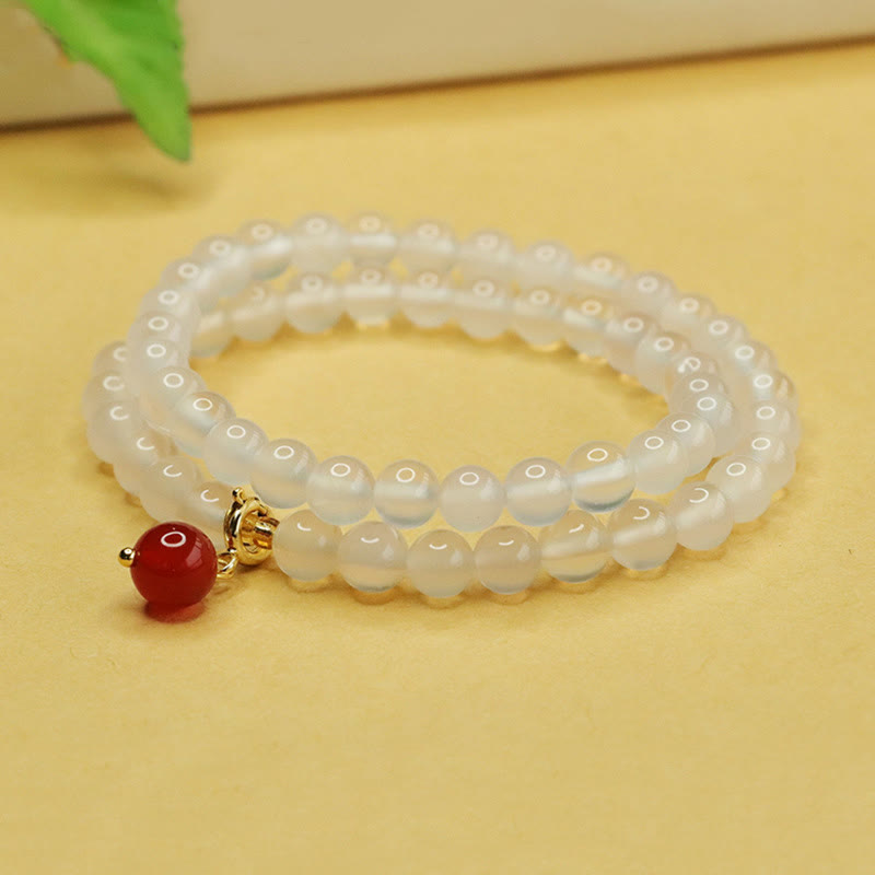 Nimara Ritual Natural Chalcedony Red Agate Bead Double Layer Harmony Positive Bracelet