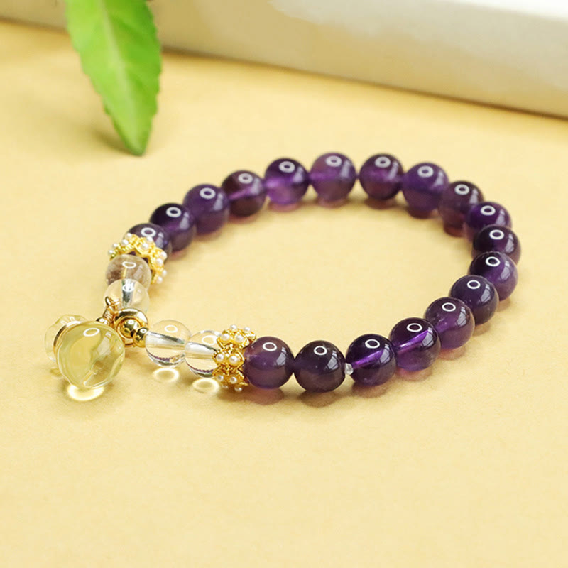 Nimara Ritual Natural Amethyst Citrine Money Bag Balance Bracelet