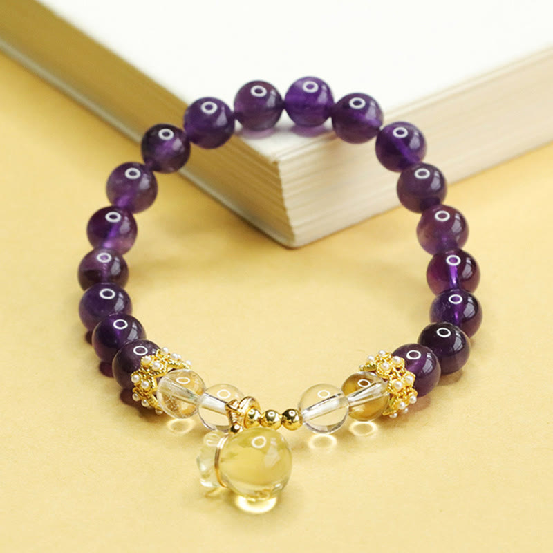 Nimara Ritual Natural Amethyst Citrine Money Bag Balance Bracelet