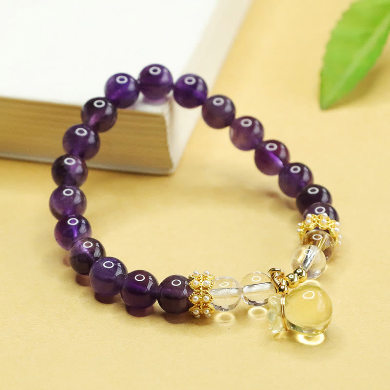 Nimara Ritual Natural Amethyst Citrine Money Bag Balance Bracelet