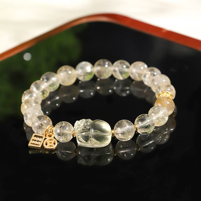 Nimara Ritual Natural Citrine PiXiu Copper Coin Protection Bracelet