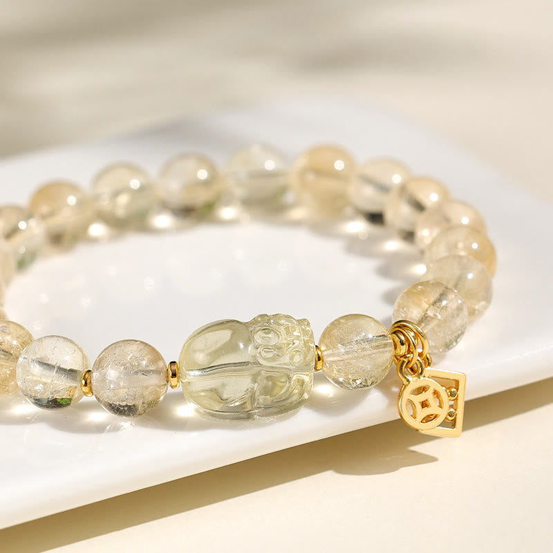 Nimara Ritual Natural Citrine PiXiu Copper Coin Protection Bracelet