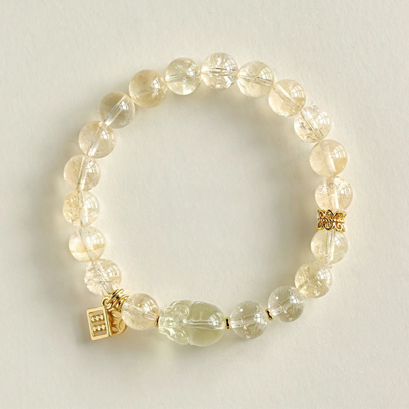 Nimara Ritual Natural Citrine PiXiu Copper Coin Protection Bracelet