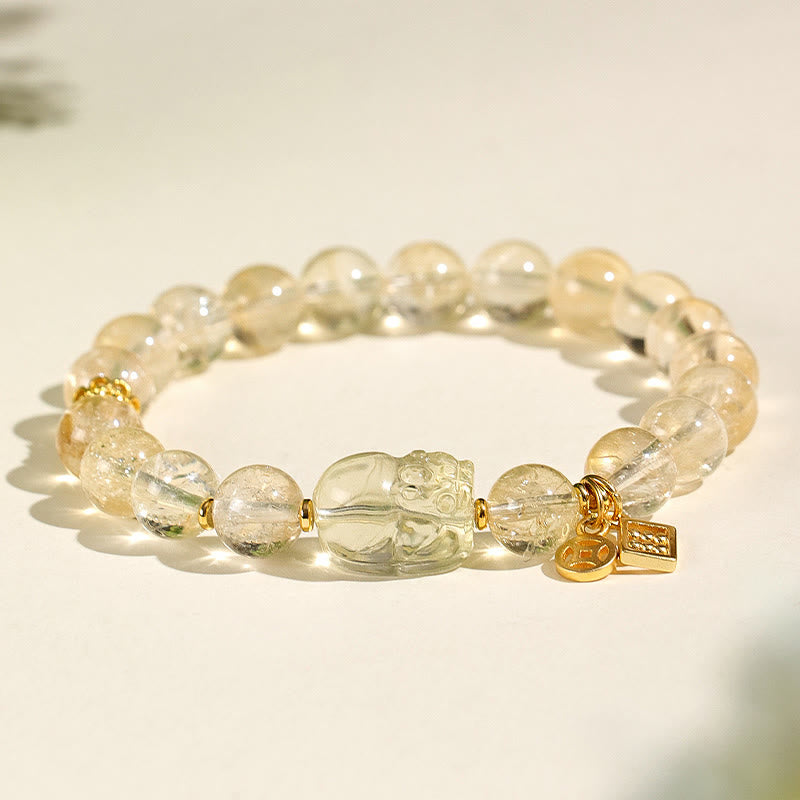 Nimara Ritual Natural Citrine PiXiu Copper Coin Protection Bracelet